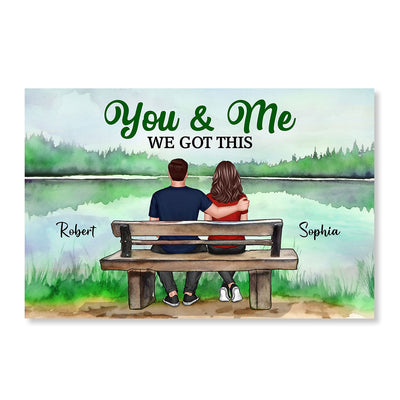 Couple On Bench Lake View Personalized Horizontal Poster