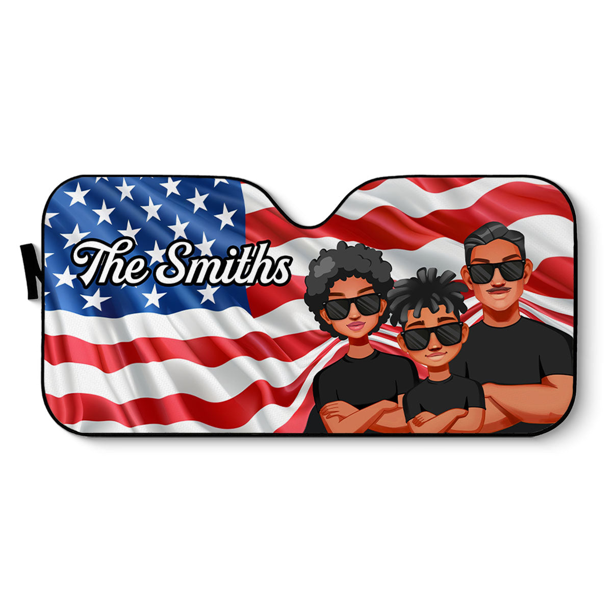 Cool Family 4th Of July Nation Flag Personalized Car Sunshade