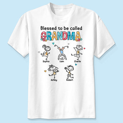 Blessed To Be Called Grandma Colorful Drawing Personalized Shirt
