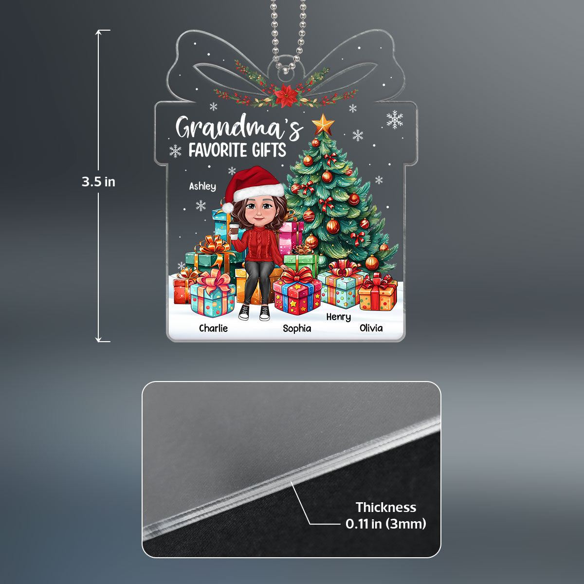 Grandma Mom Favorite Gifts Christmas Personalized Acrylic Ornament