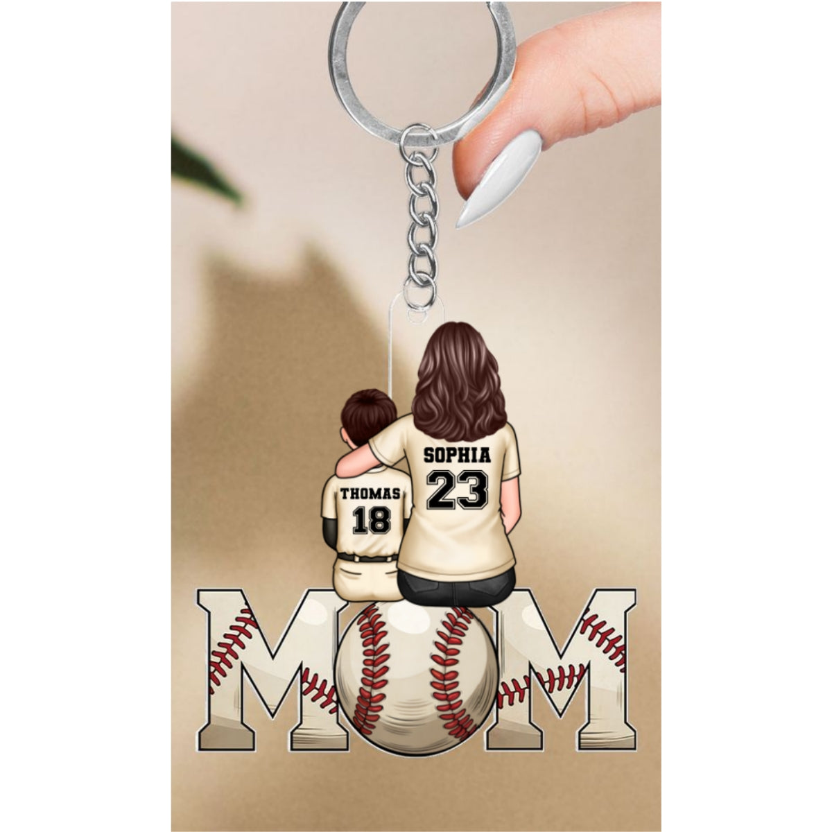 Baseball, Softball Mom And Kids Personalized Acrylic Keychain, Gift