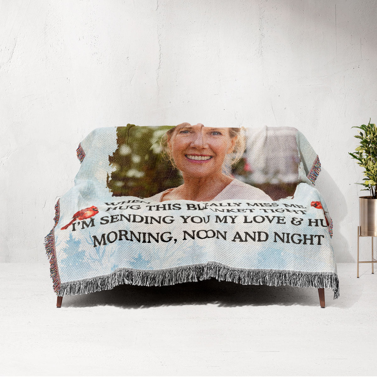 A Hug From Heaven Personalized Tapestry Woven Blanket, Memorial Keepsake, Remembrance Gift