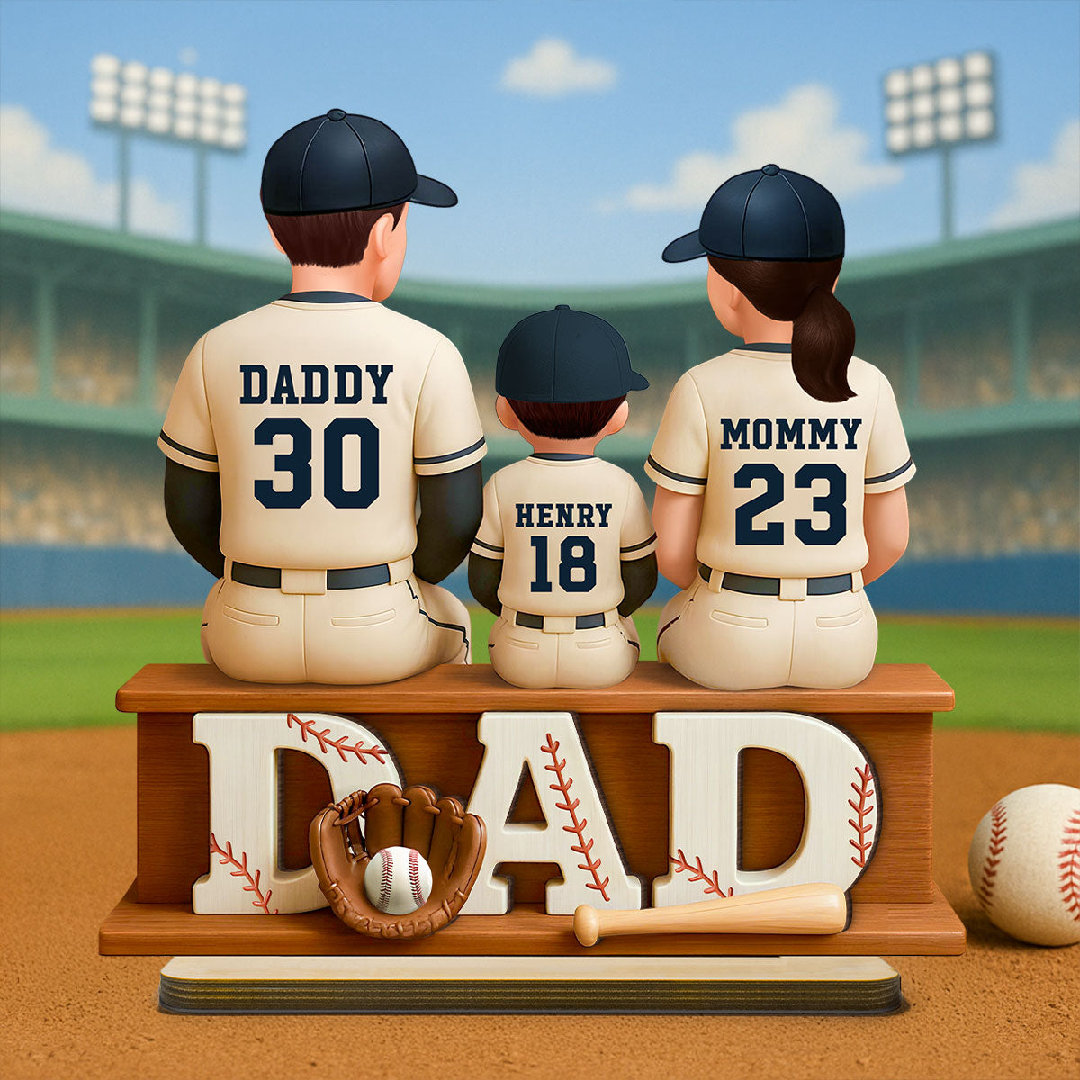 Personalized Baseball Theme Standing Wooden Plaque, Father's Day Gift for Baseball Dad, Gift for Husband