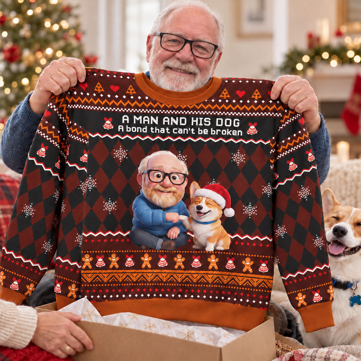 A Man and His Dog a Bond Can't be Broken - Personalized Sweatshirt - Funny Christmas Gift for Husband, Dad, Dog Dads