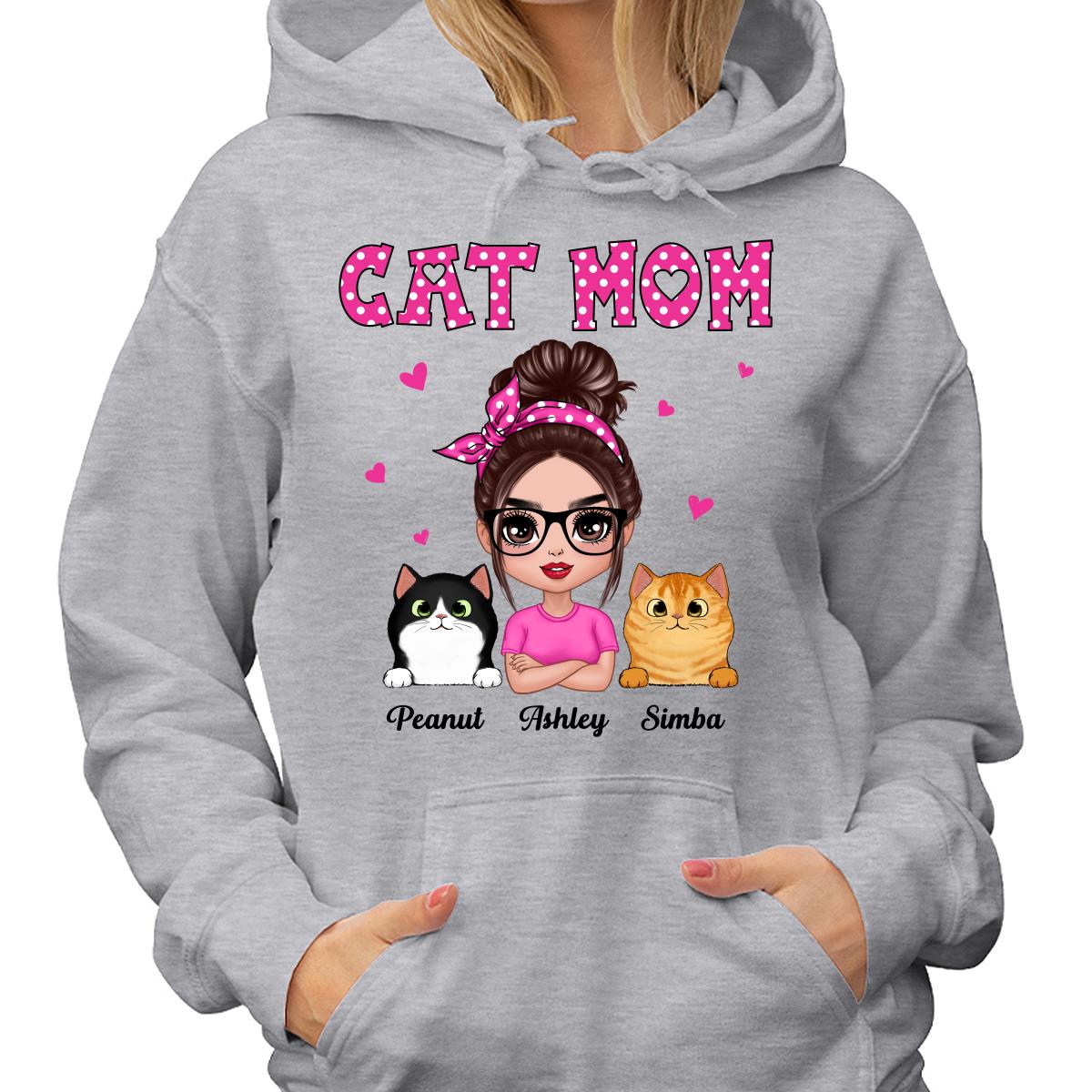 Colorful Polka Dot Pattern Doll Cat Mom Personalized Shirt