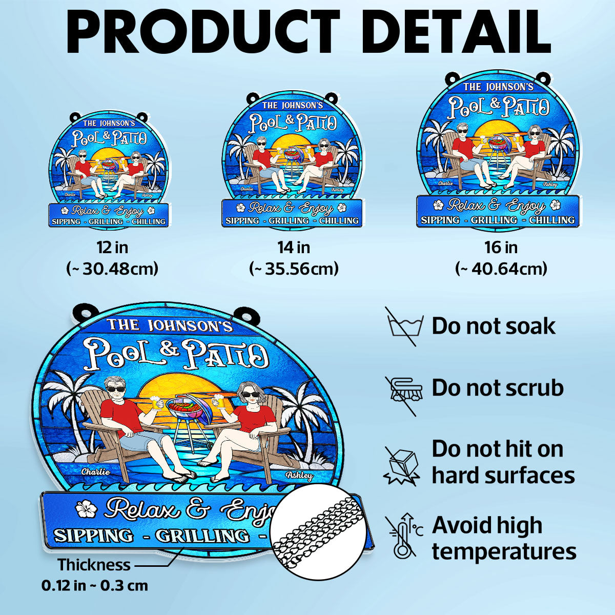 Summer Welcome To Family Couple Pool & Patio Personalized Acrylic Suncatcher