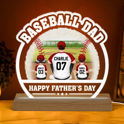 Baseball Dad Happy Father‘s Day Personalized Warm Acrylic Custom Shape LED Night Light