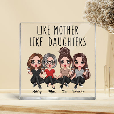 Doll Women Sitting Like Mother Like Daughter Personalized Square Acrylic Block Plaque