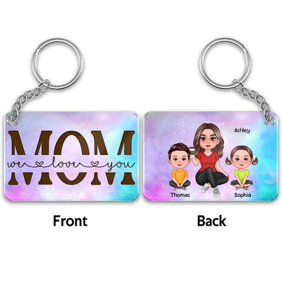Best Mom Ever Pretty Doll Woman & Kids Galaxy Personalized Acrylic Keychain