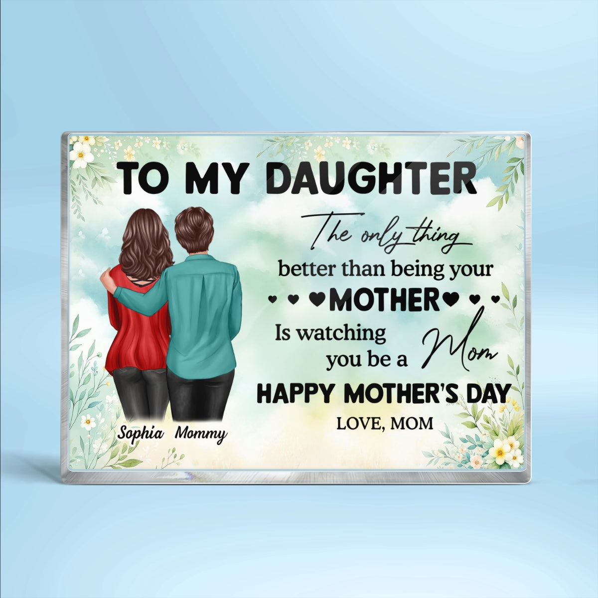 To My Daughter From Mom Happy Mother's Day Personalized Rectangle Acrylic Block Plaque, Gift For Daughter