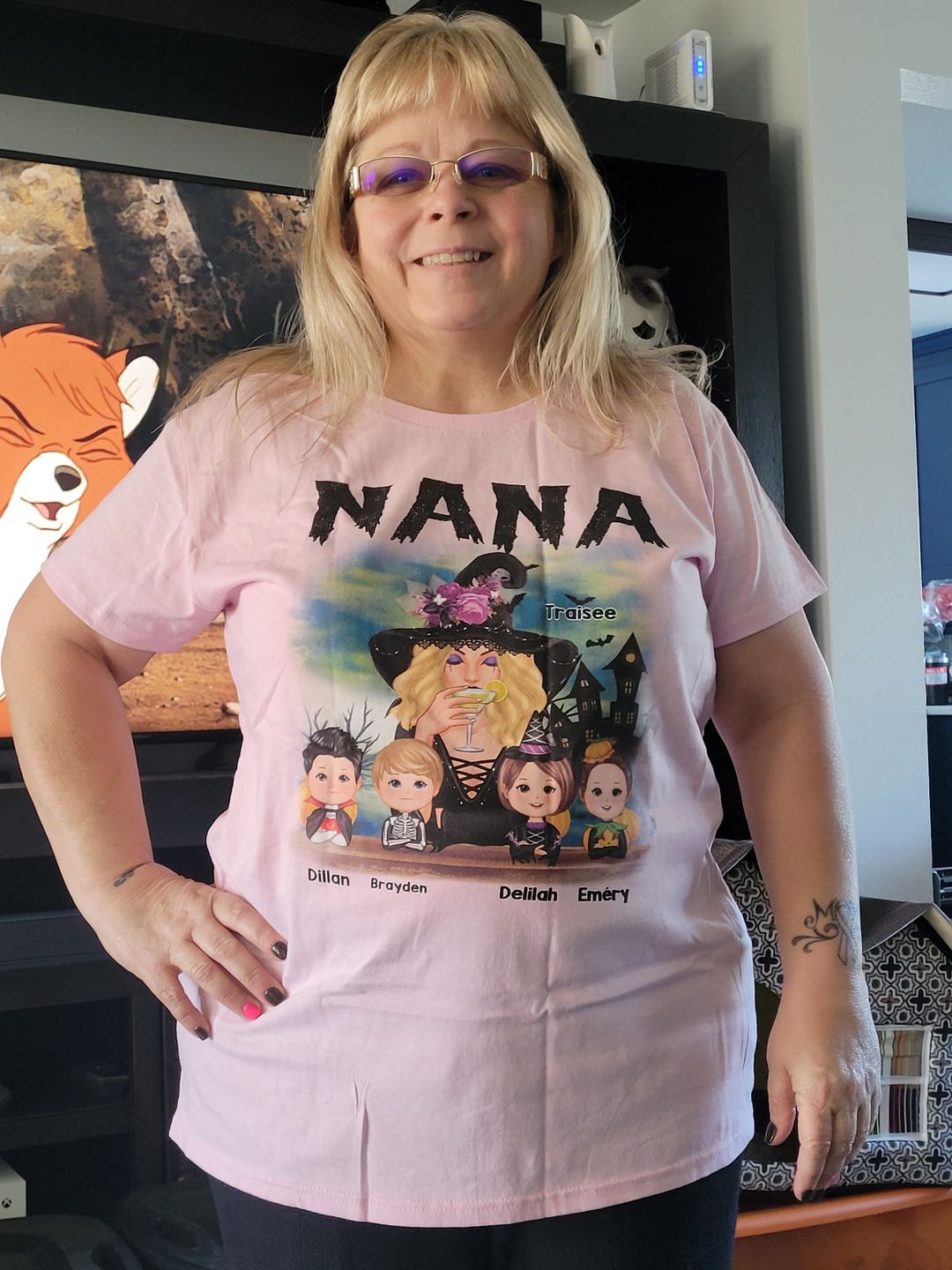 Grandma Mom Witch With Grandkids Personalized Shirt, Halloween Gift For Grandma, Mom