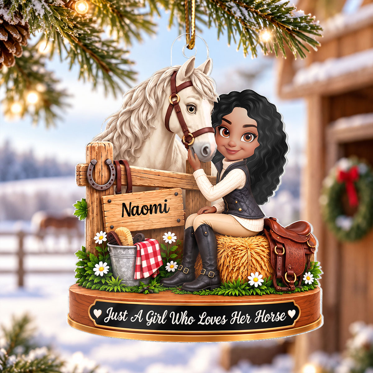 Just a Girl Who Loves Horses - Personalized Acrylic Ornament - Christmas Gift for Horse Lover,Wife,Daughter