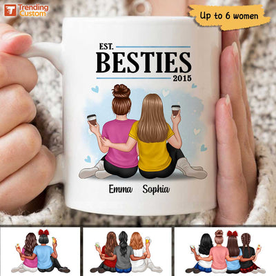 Embracing Besties Sisters Est Personalized Mug