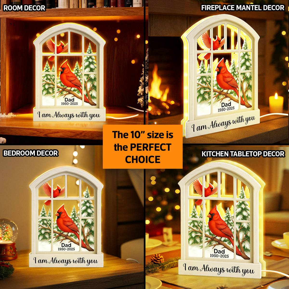 Cardinal Window Winter Scene - Personalized Light Box - Meaningful Memorial Keepsake