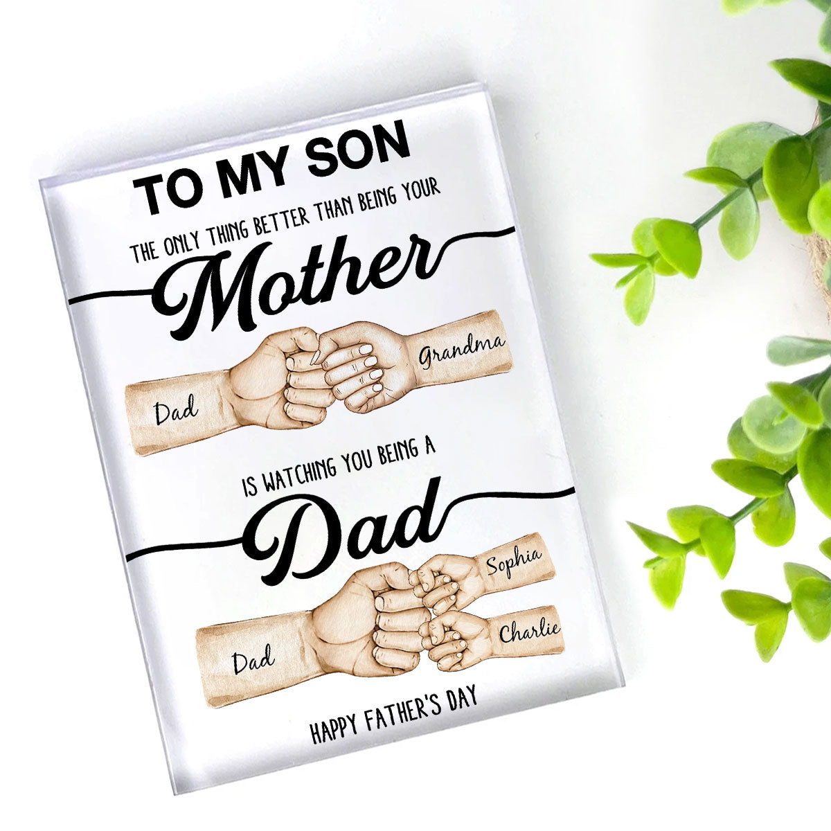 The Only Thing Better Than Being Your Mother Fist Bump Personalized Acrylic Block, Father's Day gift for Son from Mom