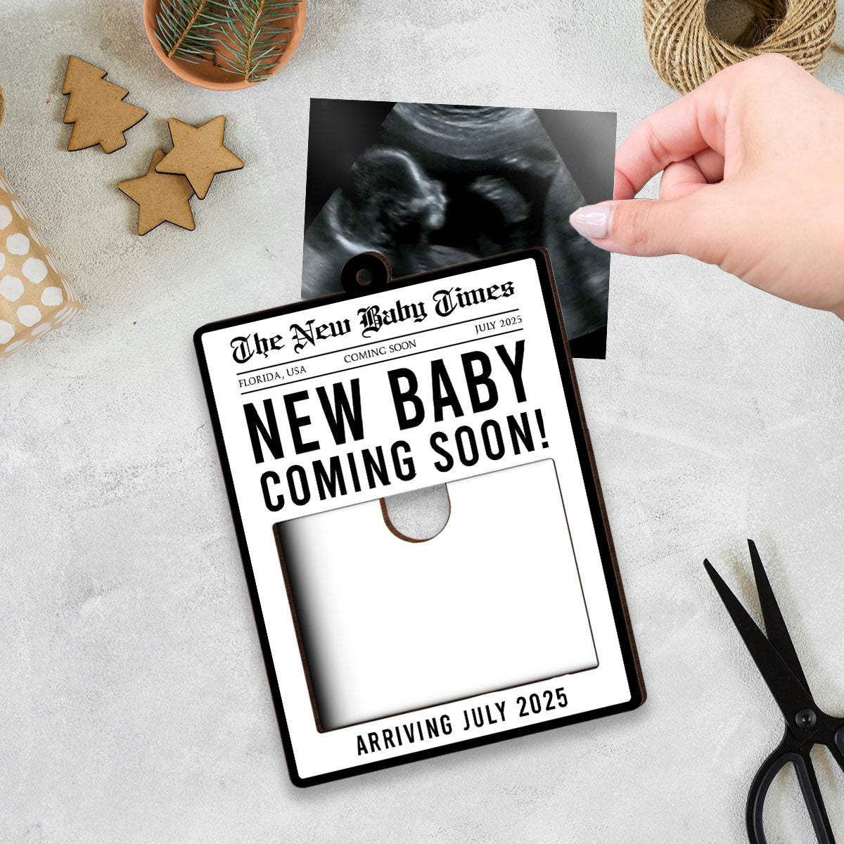 The New Baby Times Personalized Photo Frame Ornament, Unique Pregnancy Announcement, Baby First Christmas, Gift For New Mom, New Dad