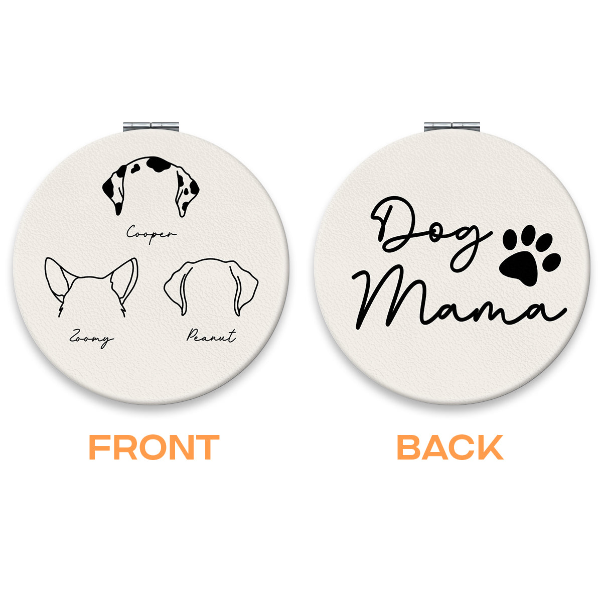 Dog Mom Outline Dog Head Personalized Circle Compact Mirror