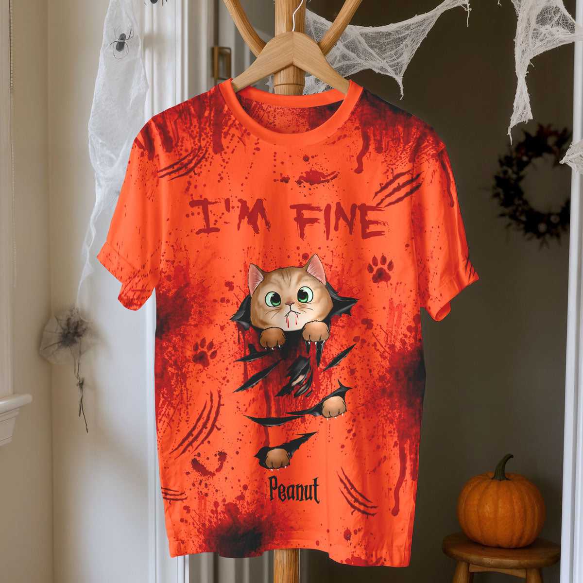 Spooky Cat Tearing Out Halloween Personalized Shirt, Purrfect Costume for Cat Lover