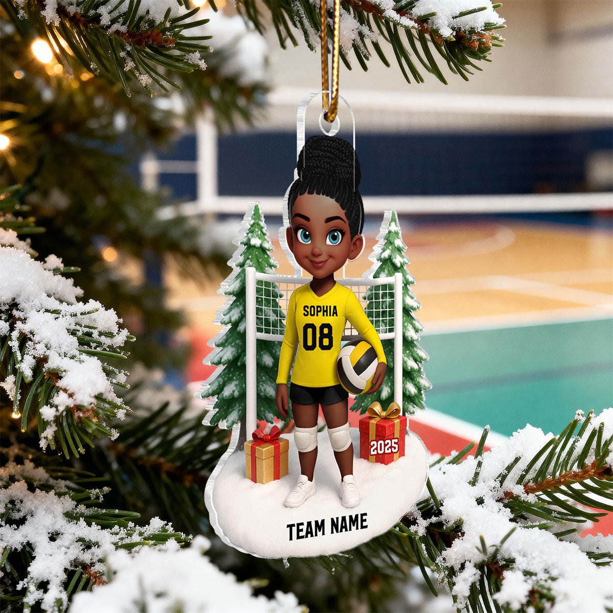 3D Effect Christmas Volleyball Player - Personalized Acrylic Ornament - Gift For Volleyball Lovers, School Volleyball Team