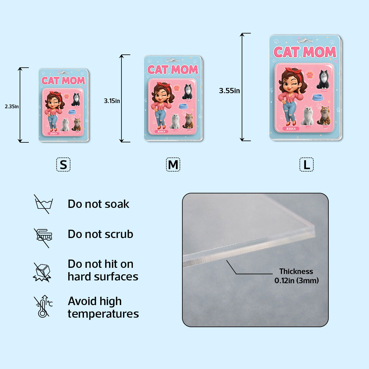 Cat Mom Custom Figure Cute Cartoon Cats Personalized Acrylic Keychain