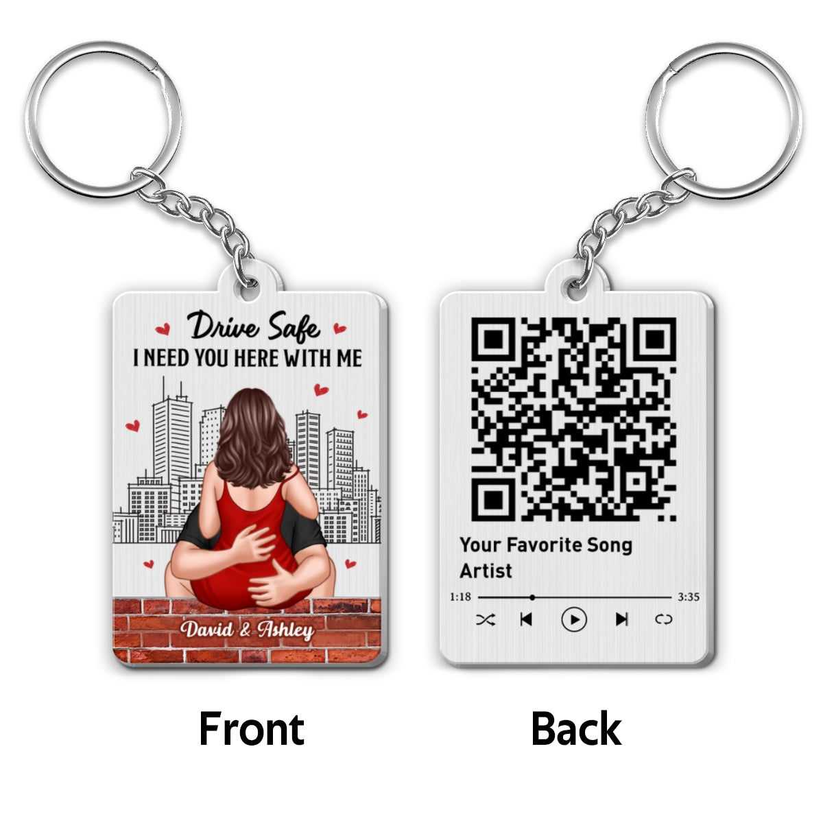 Couple Kiss Passionate Love Gift For Him For Her Personalized Metal Keychain