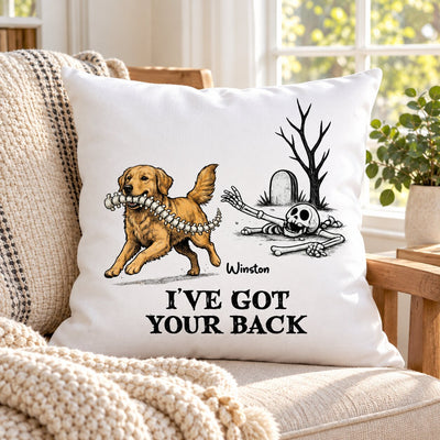 I've Got Your Back Dog Stealing Backbone - Personalized Pillow - Funny Halloween Gift For Dog Lovers