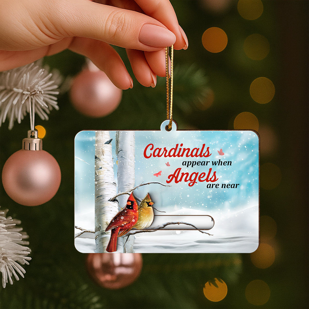 Cardinals Appear When Angels Are Near Custom Photo - Personalized Slider Ornament - Memorial Remembrance Keepsake