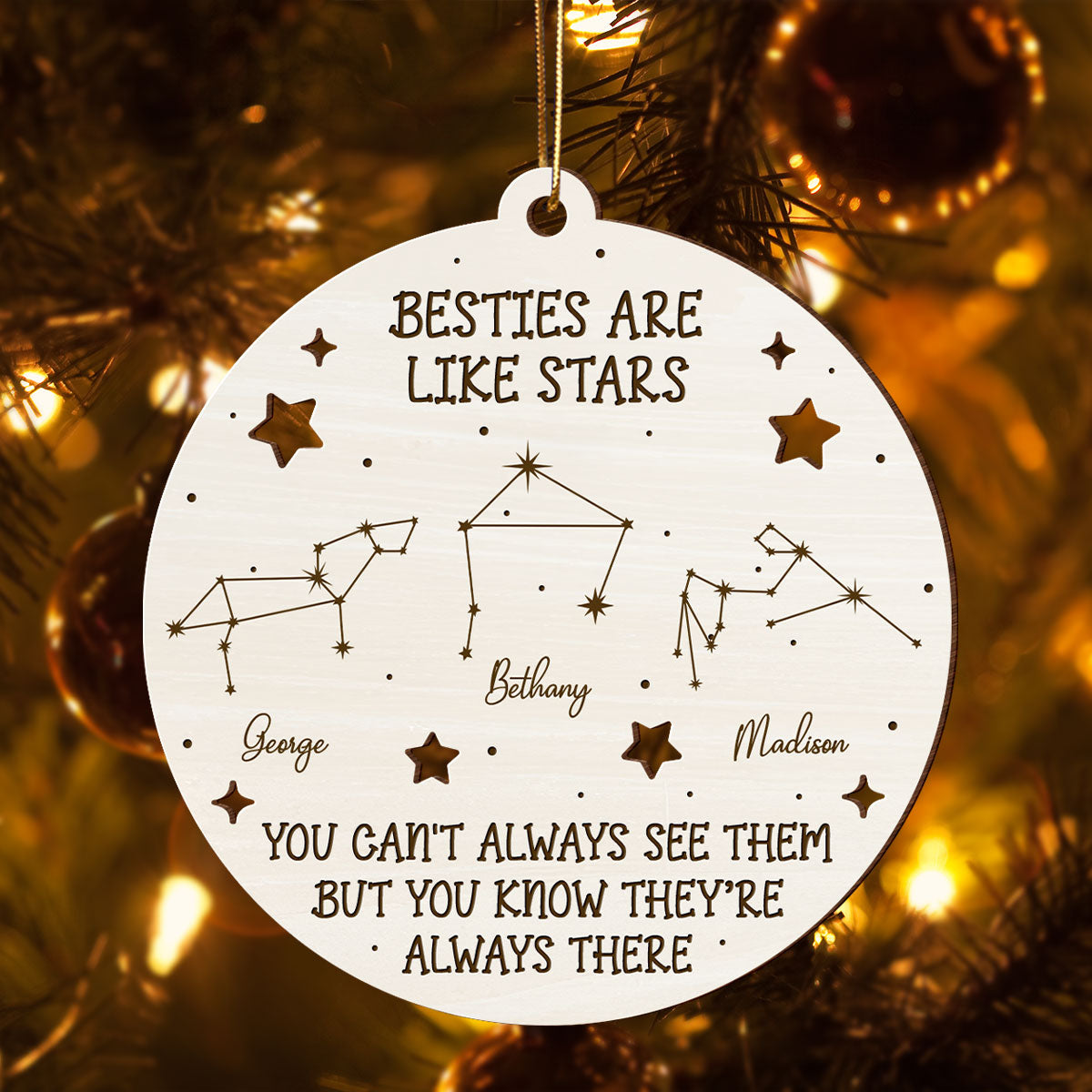 Friends Are Like Stars Zodiac Sign Personalized Wooden Ornament