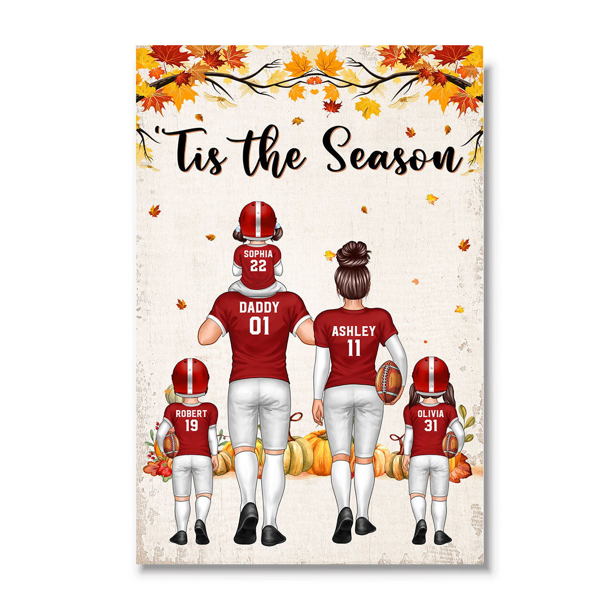 Tis the Season Family Dad & Kids Walking Personalized Poster