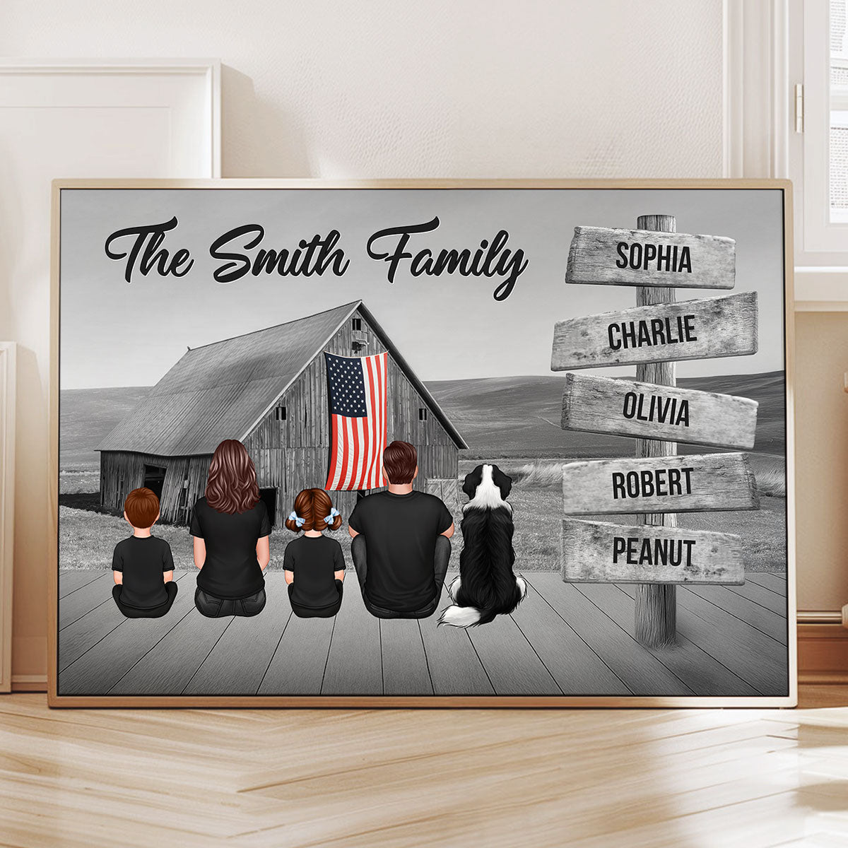 American Family Barn House Personalized Poster, Unique Father's Day Gift For Dad