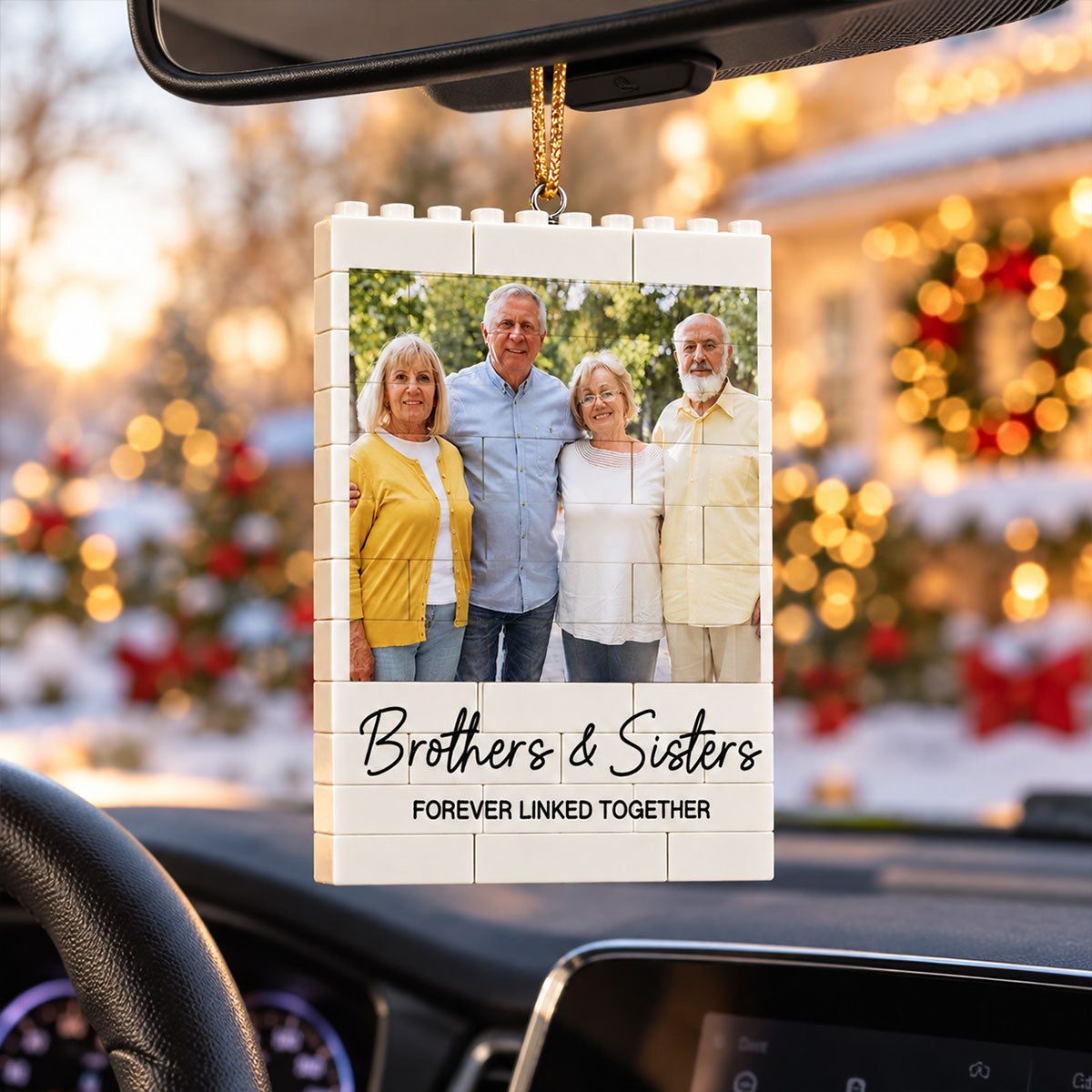 Brothers & Sisters Forever Linked Together Upload Photo - Personalized Building Blocks Ornament - Christmas Gift For Brothers, Sisters, Siblings