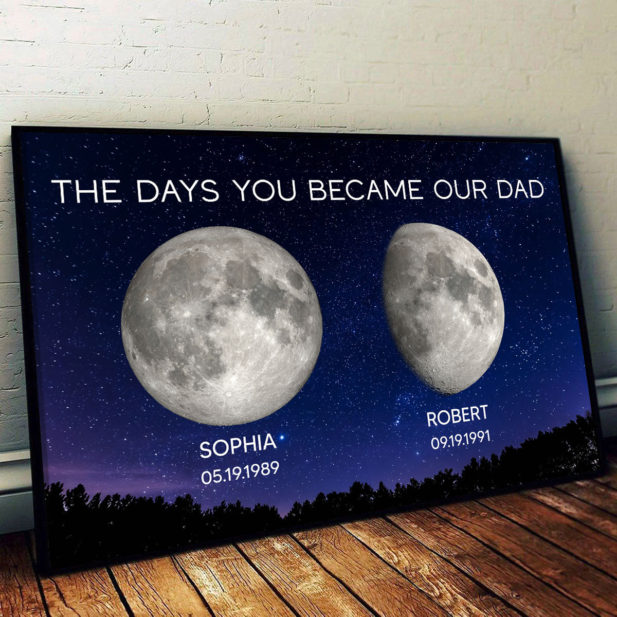 Galaxy Night Custom Birth Moon Phase The Days You Became Our Dad Personalized Poster| Heartfelt Father's Day Gift For Dad, Husband
