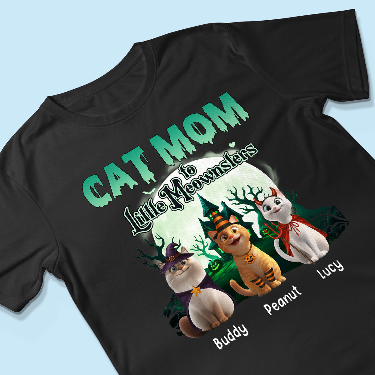 Cat Mom to Little Meownsters Personalized Shirt, Halloween Shirt for Cat Moms