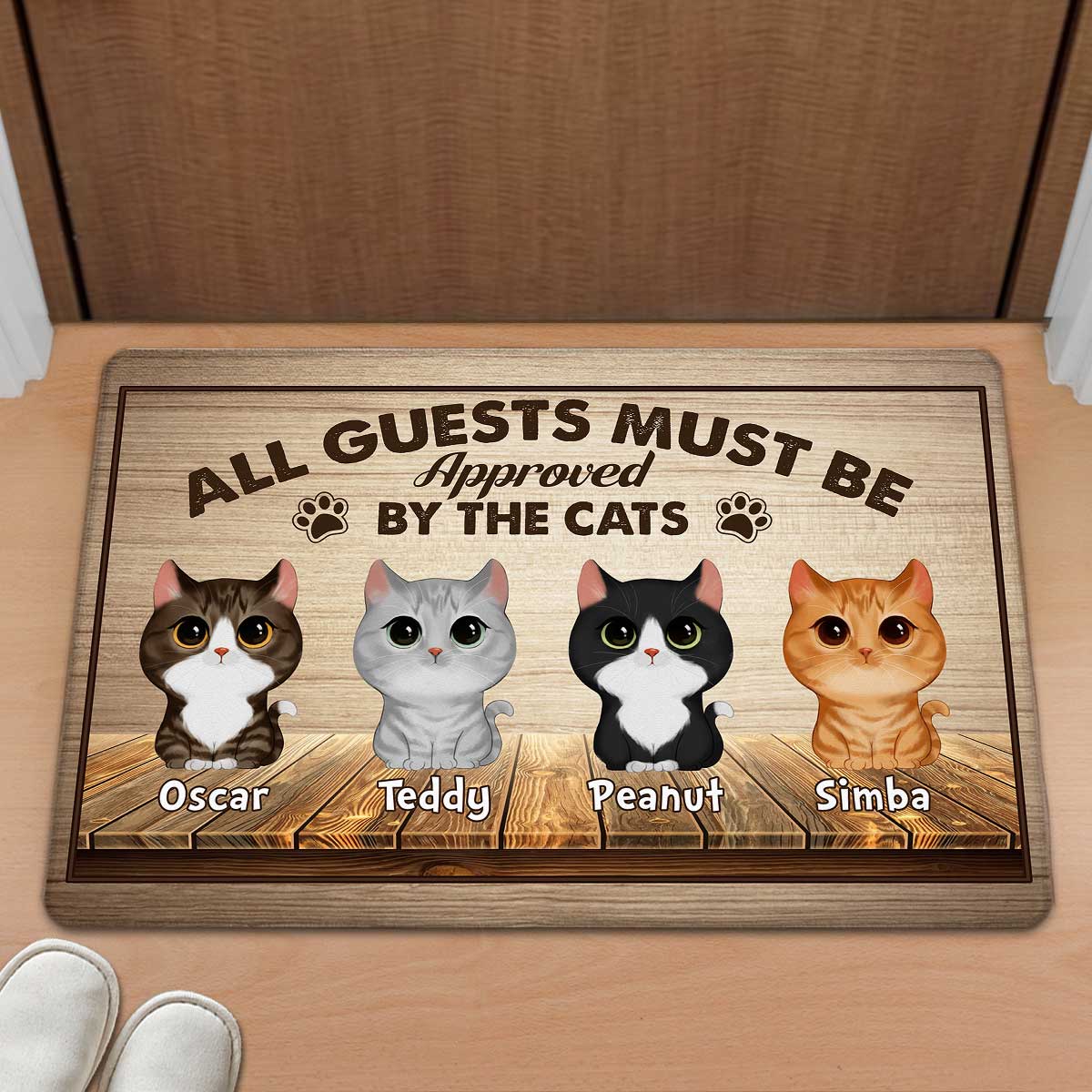 Watercolor Cute Cats All Guest Must Be Approved By Personalized Doormat