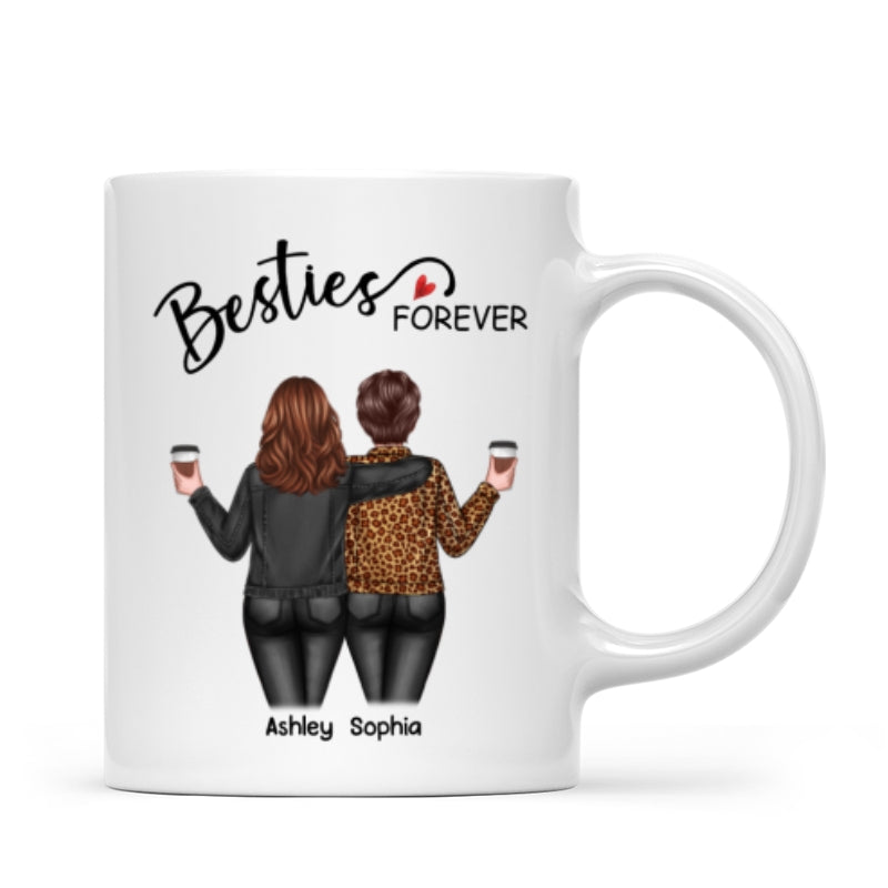 Back View Women Besties Forever Personalized Mug