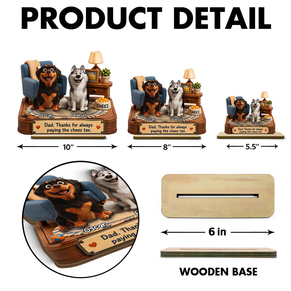 Cheese Tax Dog Dad - Personalized 2-Layered Wooden Plaque -  Gift for Dog Dad