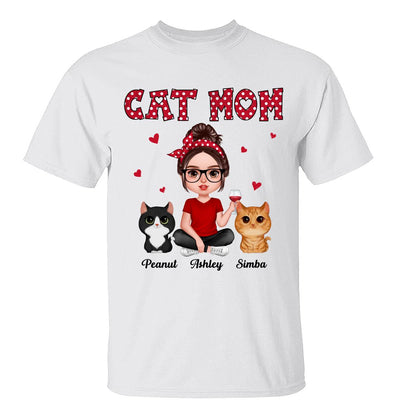 Polka Dot Pattern Realistic Doll Cat Mom Personalized Shirt