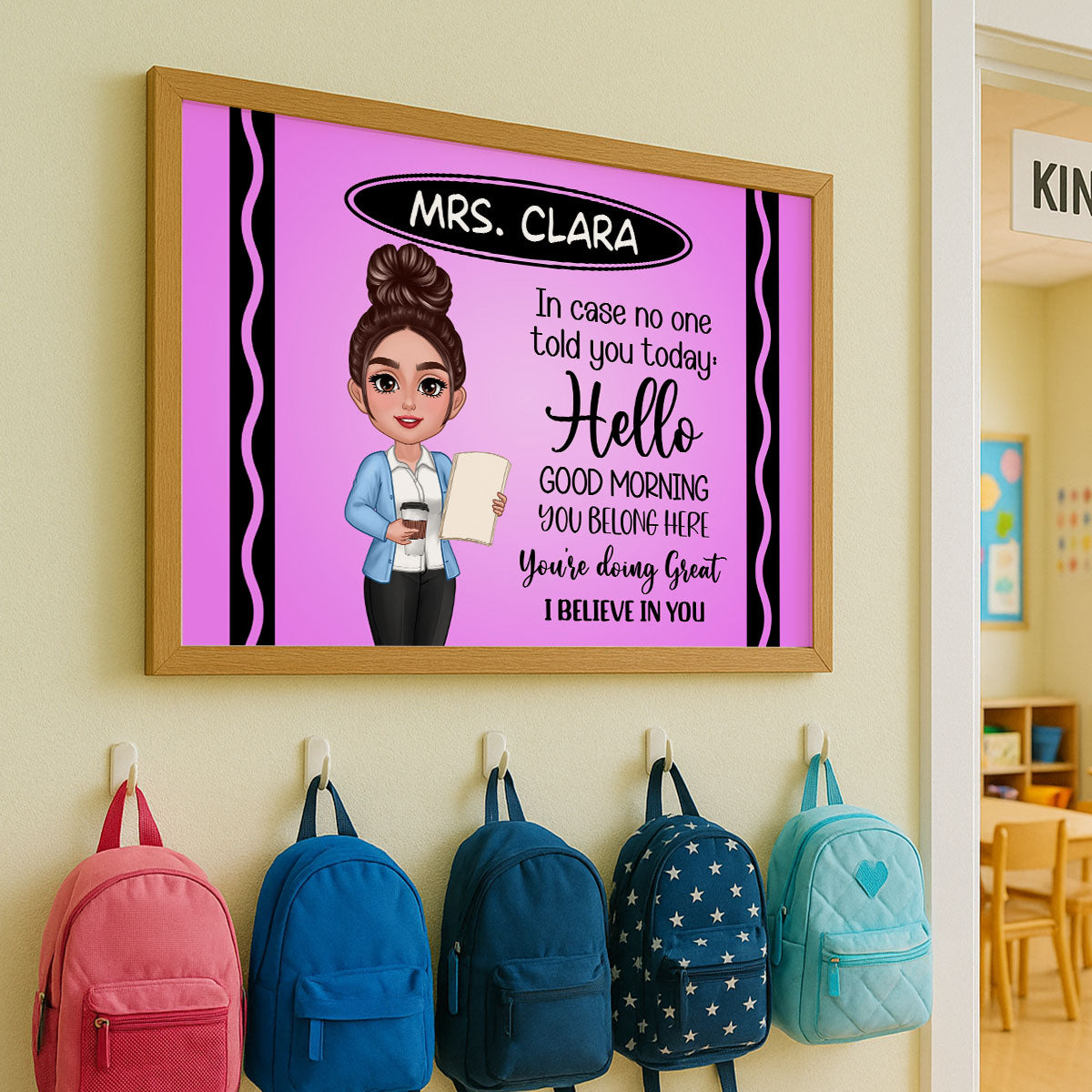 In Case No One Told You Today I Believe In You Crayon Theme Personalized Horizontal Poster, Classroom Decor For Teacher