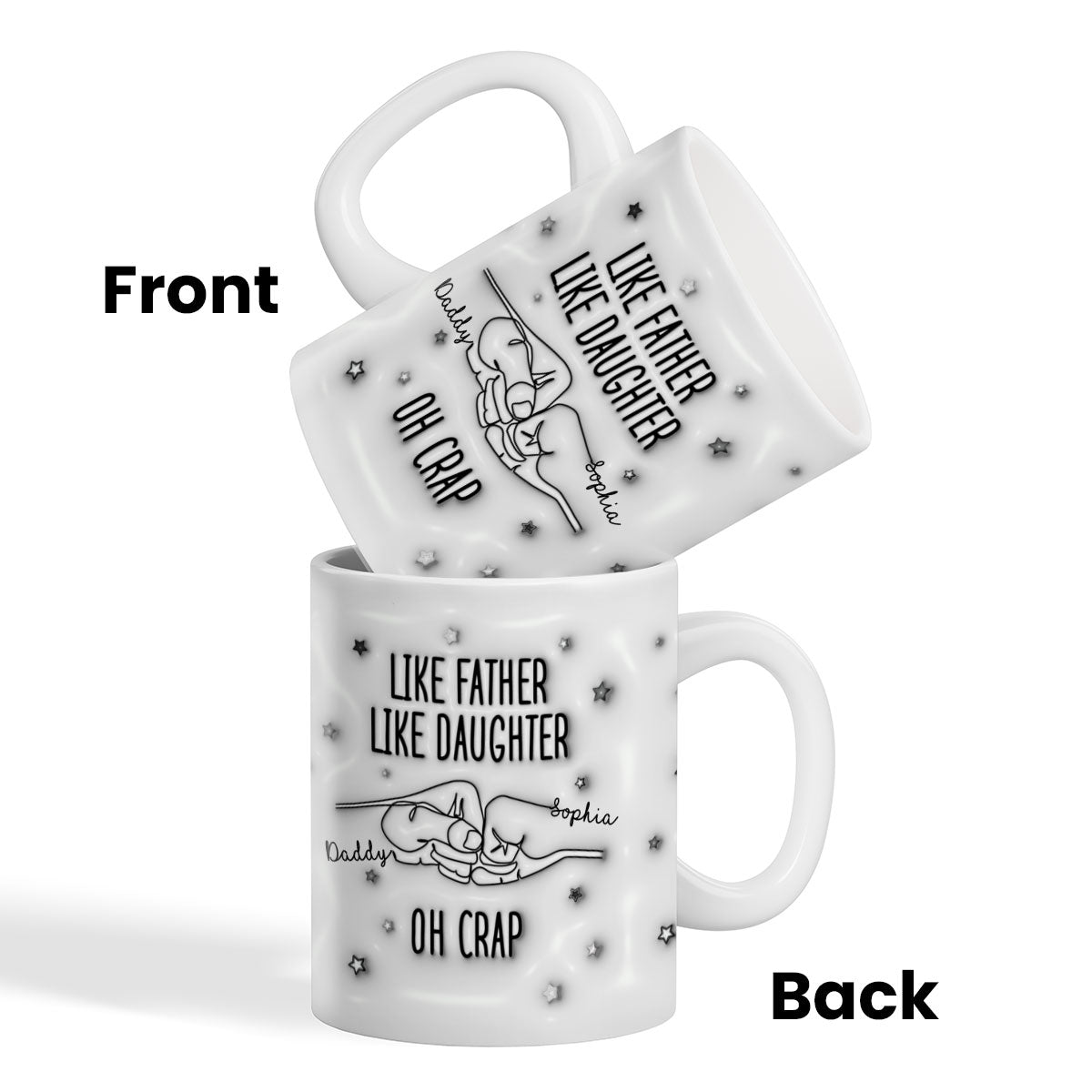 Like Father Like Son Like Daughter One Line Fist Bump Personalized 3D Inflated Printed Mug