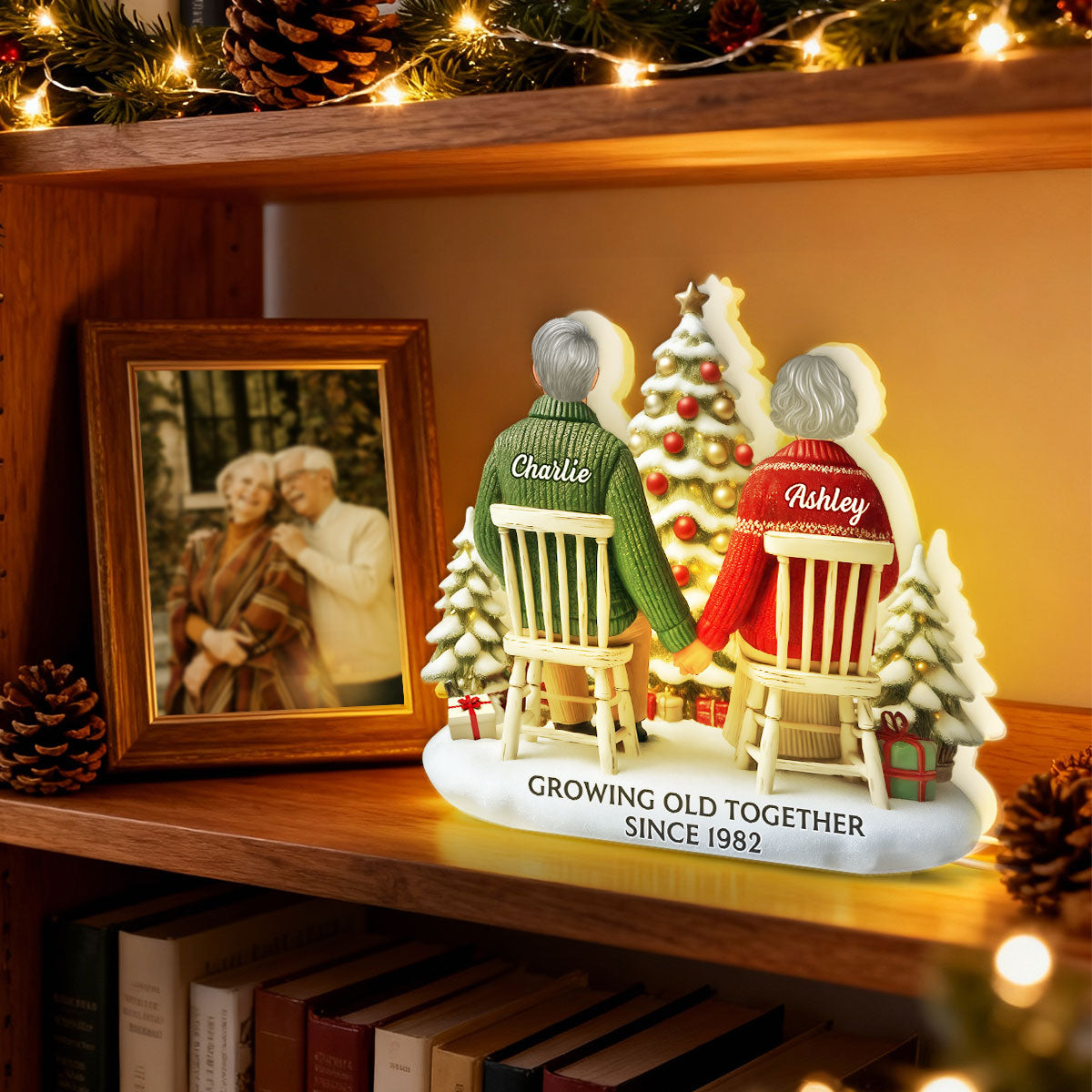 3D Effect Couple Growing Old Together - Personalized Light Box