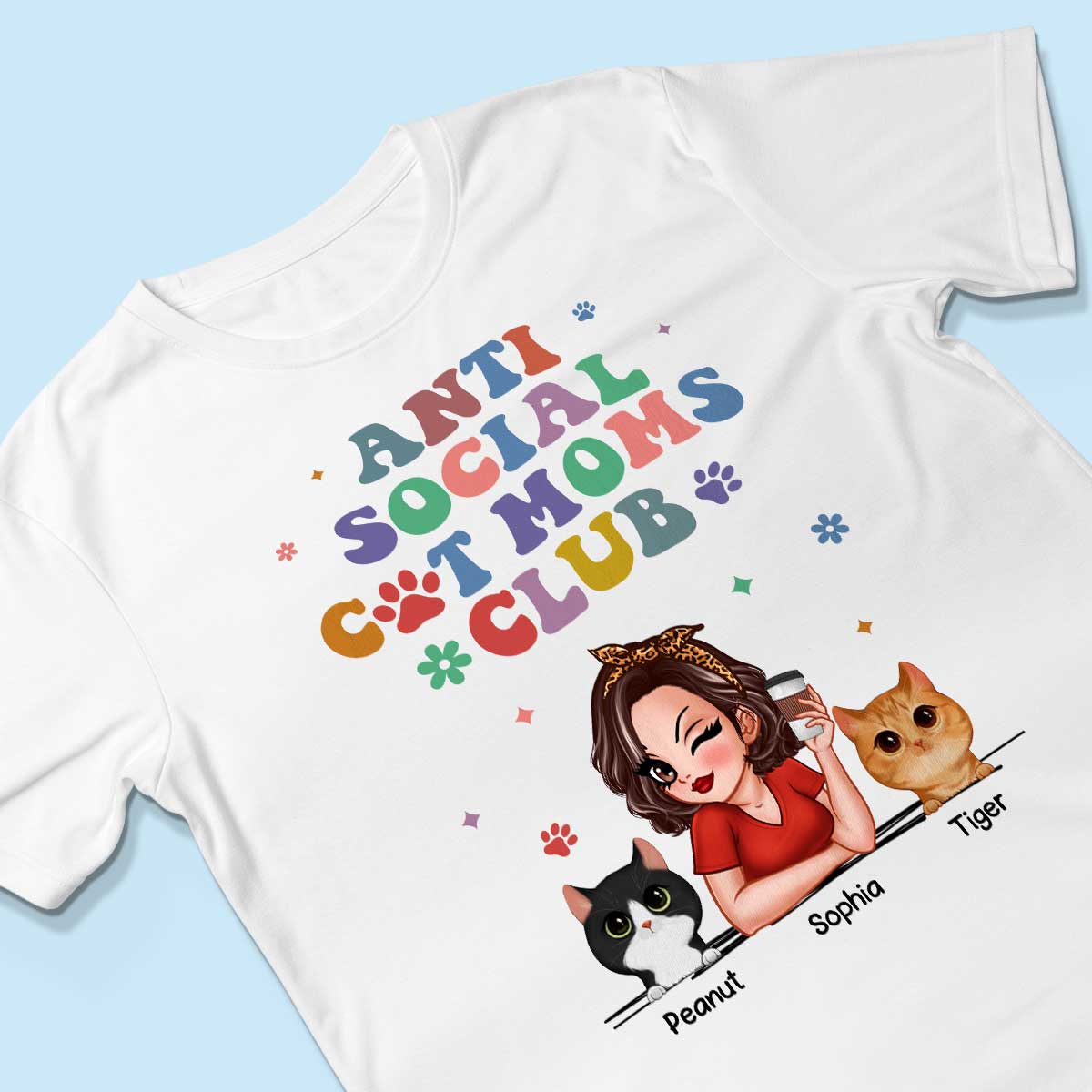 Anti Social Cat Mom Club Pesonalized Shirt