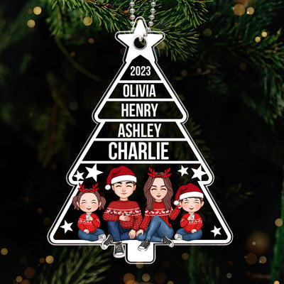 Family Christmas Tree Shaped Personalized Acrylic Ornament