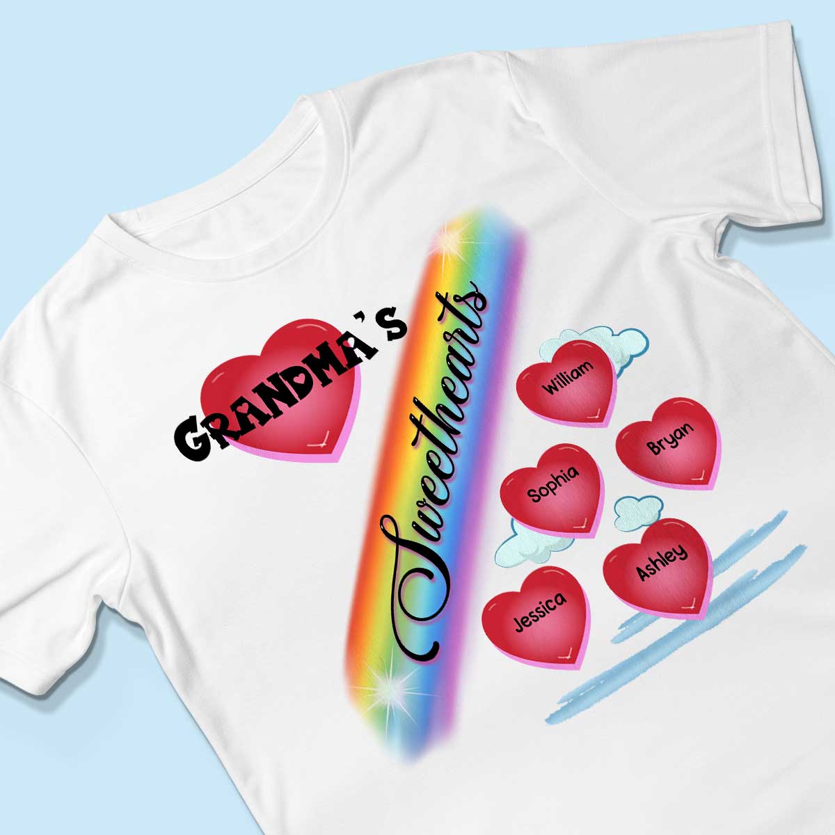 Grandma Mom Sweetheart Rainbow Personalized Shirt