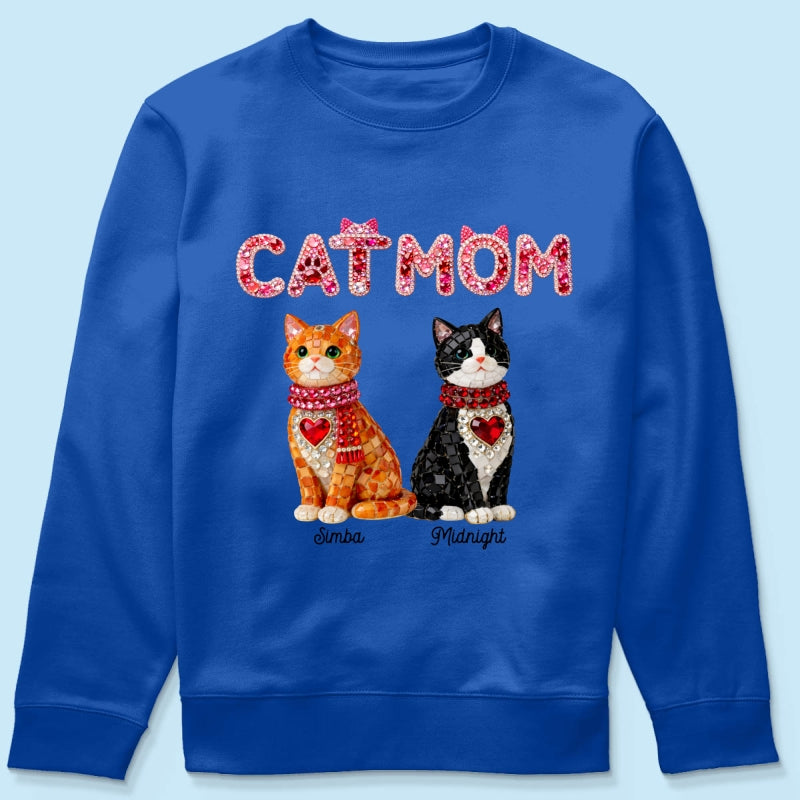 Cat Mom Shiny Pattern - Personalized Shirt - Unique Valentine's Day Gift for Cat Moms
