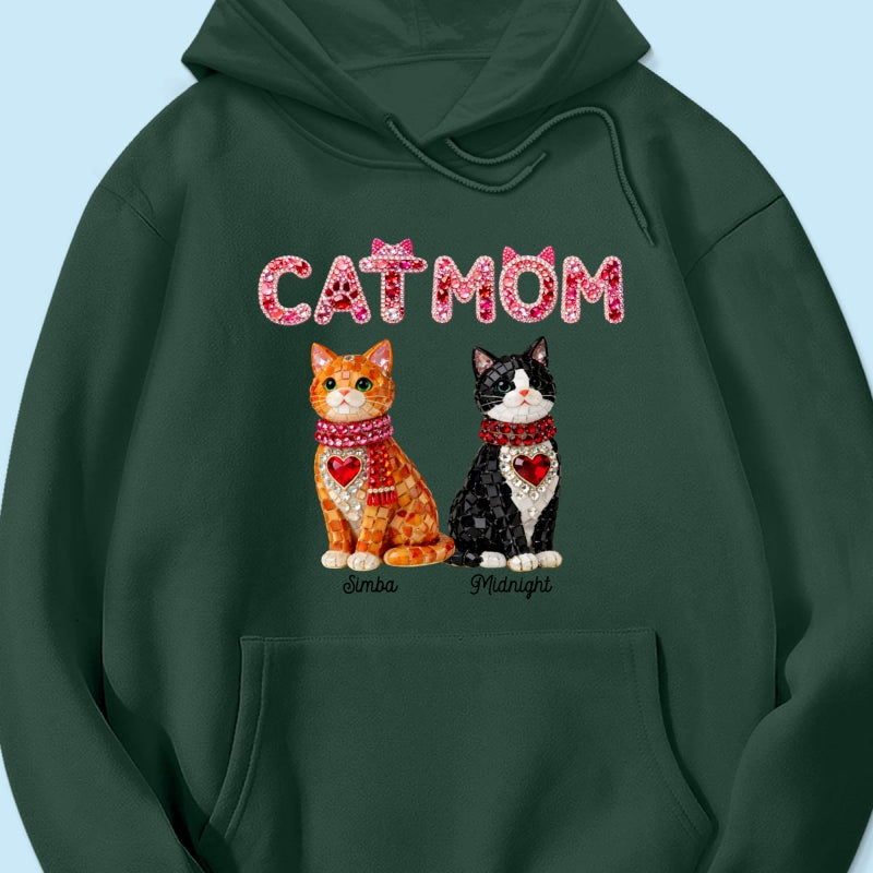Cat Mom Shiny Pattern - Personalized Shirt - Unique Valentine's Day Gift for Cat Moms