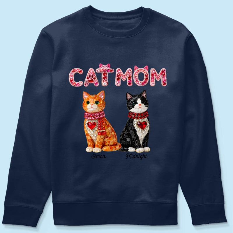 Cat Mom Shiny Pattern - Personalized Shirt - Unique Valentine's Day Gift for Cat Moms