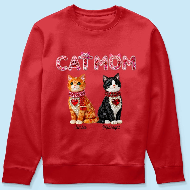 Cat Mom Shiny Pattern - Personalized Shirt - Unique Valentine's Day Gift for Cat Moms
