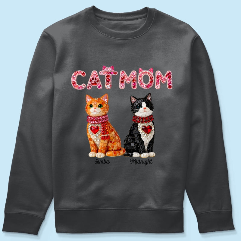 Cat Mom Shiny Pattern - Personalized Shirt - Unique Valentine's Day Gift for Cat Moms