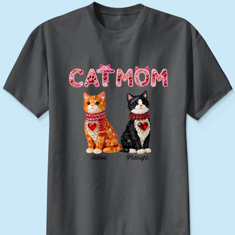 Cat Mom Shiny Pattern - Personalized Shirt - Unique Valentine's Day Gift for Cat Moms