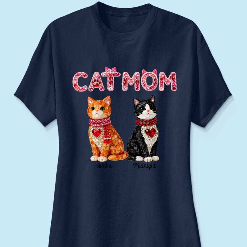 Cat Mom Shiny Pattern - Personalized Shirt - Unique Valentine's Day Gift for Cat Moms